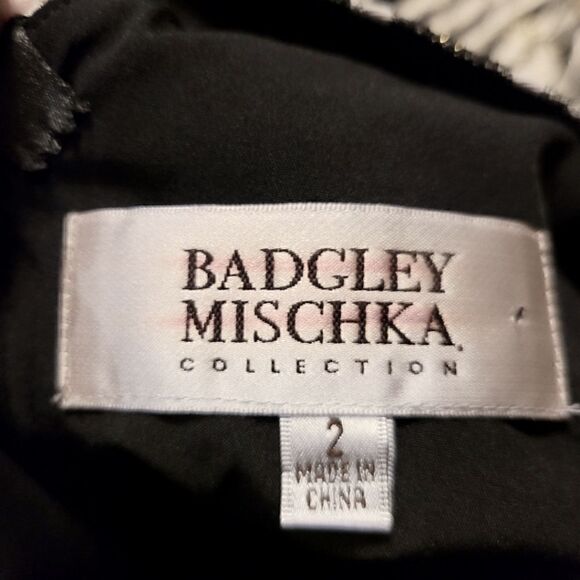 Badgley Mischka Collection  Zebra Print Dress Gold Black Size 2 - Picture 9 of 10